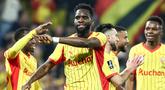 RC Lens berhasil memetik kemenangan telak atas Angers SCO dalam laga lanjuta Liga Prancis musim 2025/2026 pada Jumat (20/03/2026) waktu setempat. (AFP/Sameer Al-Doumy)