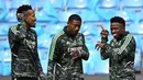 Real Madrid harus menang dengan mencetak setidaknya satu gol di kandang City untuk lolos ke final. (AFP/Oli Scarff)