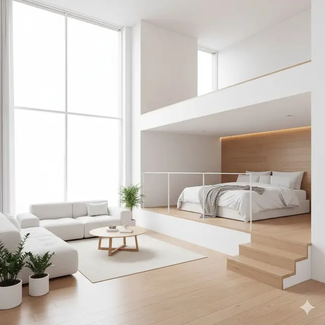 Rumah dengan Kamar Tidur Mezzanine Hemat Ruang. Gemini
