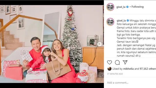 Gading Marten dan Gisel rayakan Natal bersama Gempi