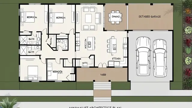 Sketsa Rumah Minimalis 6×8 dengan Halaman dan Garasi Luas