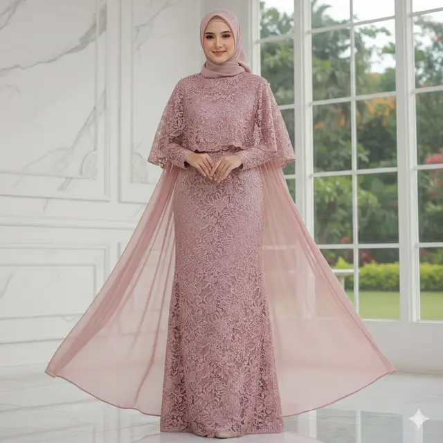8 Model Gamis Full Brokat Terbaru, Desain Mewah dengan Potongan Modern