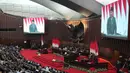 Presiden Republik Indonesia, Prabowo Subianto, saat menyampaikan pidatonya pada sidang paripurna Dewan Perwakilan Rakyat (DPR) di Jakarta, Rabu 20 Mei 2026. (AP Photo/Achmad Ibrahim)