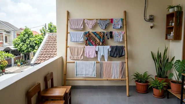 Model Jemuran untuk Teras Rumah Kecil (AI Generated)