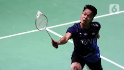 Anthony Ginting menang dalam waktu 63 menit. (Liputan6.com/Helmi Fithriansyah)