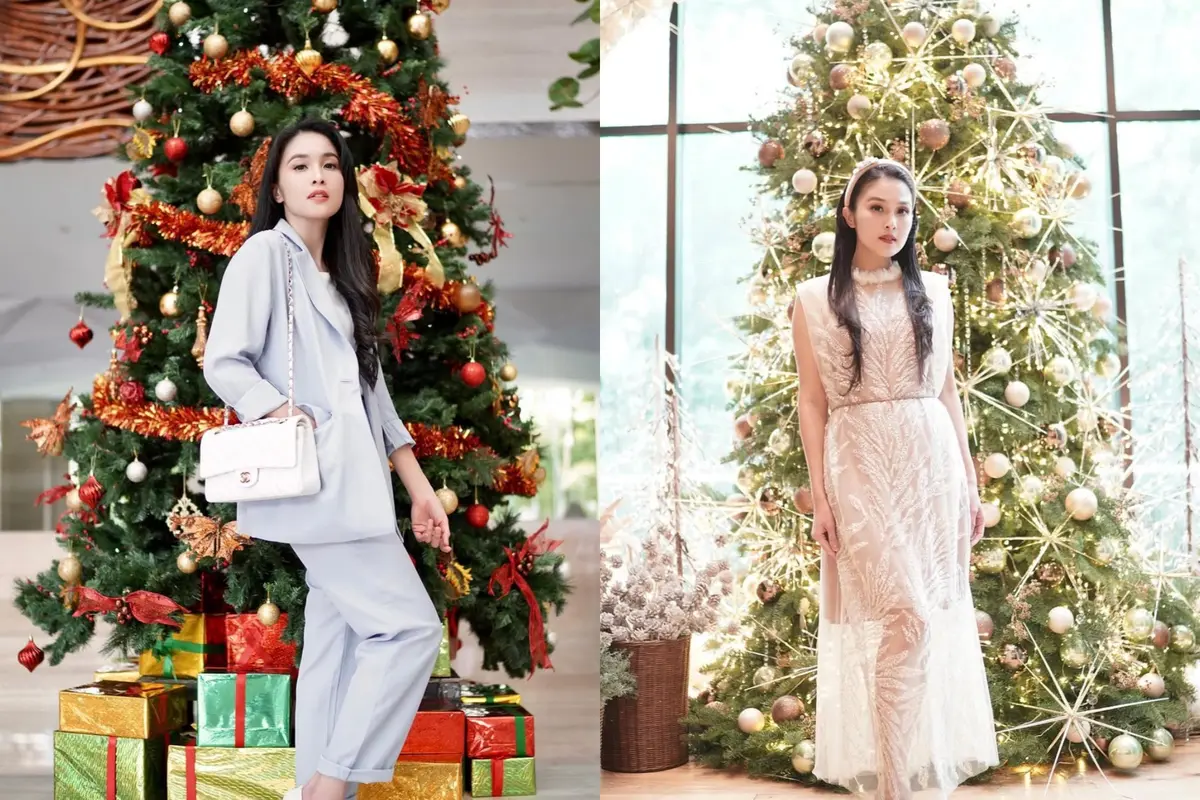 6 Tampilan Pohon Natal Megah Sandra Dewi yang Jadi Spot OOTD Favorit