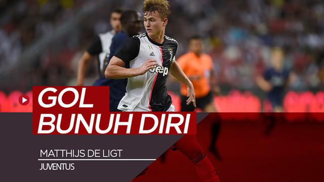 Berita video momen gol bunuh diri yang dilakukan bek baru Juventus, Matthijs de Ligt, saaat menghadapi Inter Milan di ICC 2019, Rabu (24/7/2019).