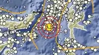 Gempa Magnitudo 5,2 mengguncang wilayah Ternate Maluku Utara, Senin (14/4/2025), pukul 08.33.13 WIB. (Liputan6.com/ Dok BMKG)