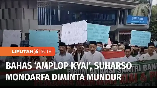 Ratusan warga Banten yang tergabung dalam Forum Aliansi Santri Banten menggelar unjuk rasa di depan Kantor Dewan Pimpinan Wilayah PPP Provinsi Banten. Mereka menuntut ketum PPP Suharso Monoarfa mundur dari jabatannya sebagai menteri.