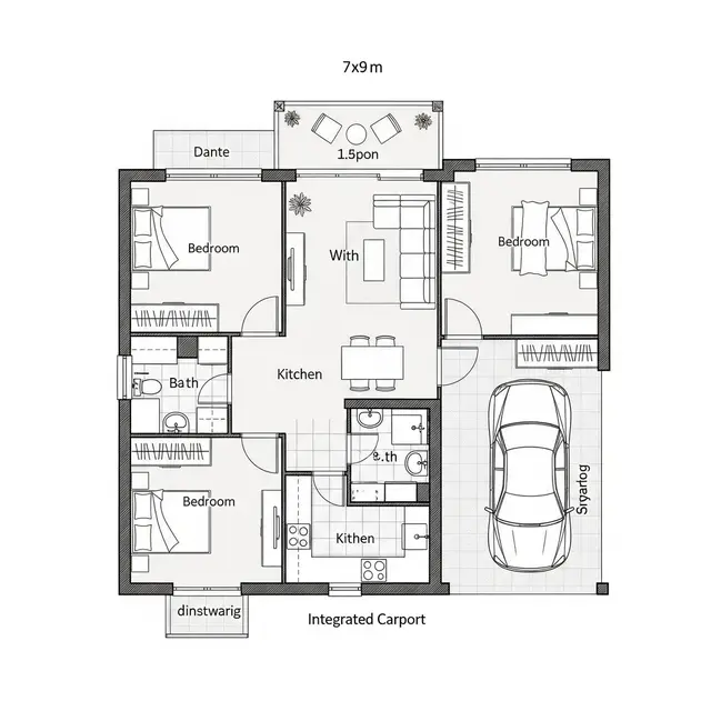 Desain dengan Carport Terintegrasi