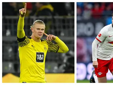Liga Jerman terkenal sebagai liga pemasok para pemain muda potensial yang akhirnya bermain di Liga Inggris. Ketajaman para pemain muda U-23 dalam mencetak gol di Liga Jerman dibuktikan oleh 5 pemain berikut yang sebagian besar akhirnya berlabuh di Liga Inggris. (Kolase AFP)