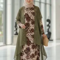 Tren Gamis Batik Hijab dengan Outer Rompi/Gemini AI