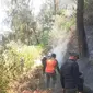 Petugas memadamkan titik api tersisa akibat peristiwa kebakaran di Blok Pusung Buntung di kawasan Bromo pada Selasa, 3 September 2024 (Dok BB TNBTS)