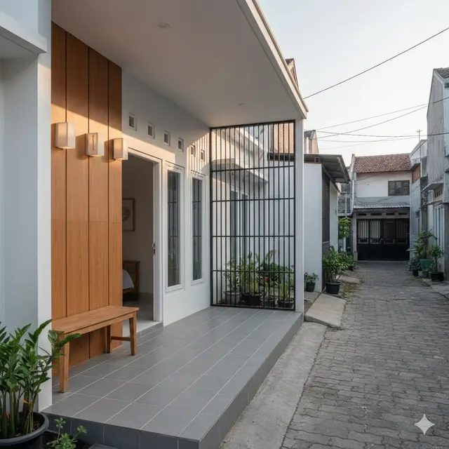 Model Teras Rumah di Gang Sempit