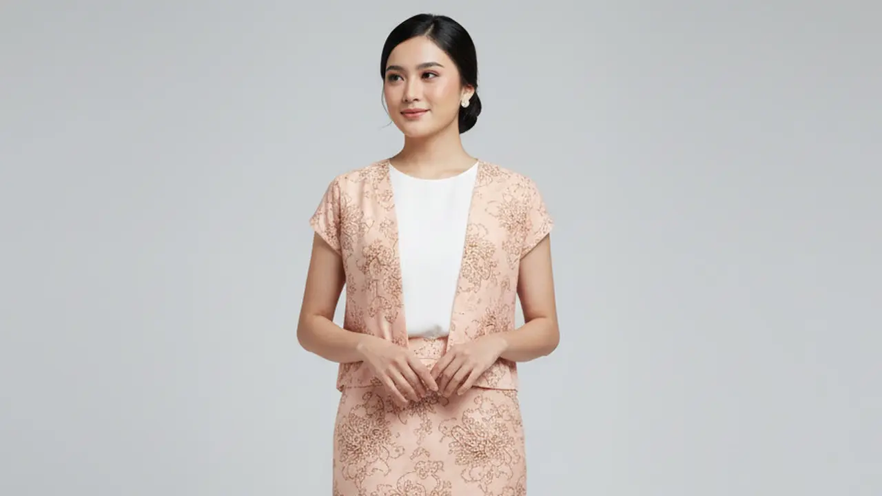 Inspirasi Setelan Batik Kerja Wanita dengan Outer Polos Model Crop Terbaru 2025. Gemini
