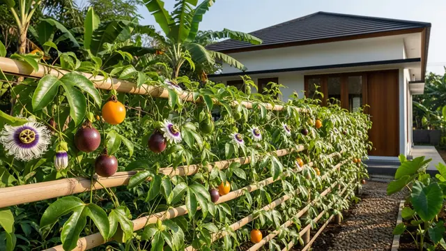 Pagar Bambu Kombinasi Tanaman Rambat