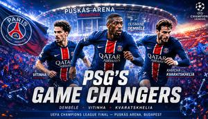 Cover 3 pemain Paris Saint-Germain yang bisa jadi ancaman Arsenal. (Bola.com/AI Generated)