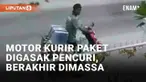 Aksi pencurian tak lagi mengenal rasa kasihan korban, seperti dialami kurir paket di Asahan, Sumatera Utara (20/4/2024). Insiden berawal dari kurir yang memarkirkan motornya di tepi jalan untuk mengantar paket ke gerbang rumah penerima. Pelaku yang b...