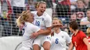 Adapun pencapaian terbaik Duggan bersama timnas putri Inggris adalah meraih tempat ketiga pada Piala Dunia Wanita 2015. (AFP/Frederick Breedon)