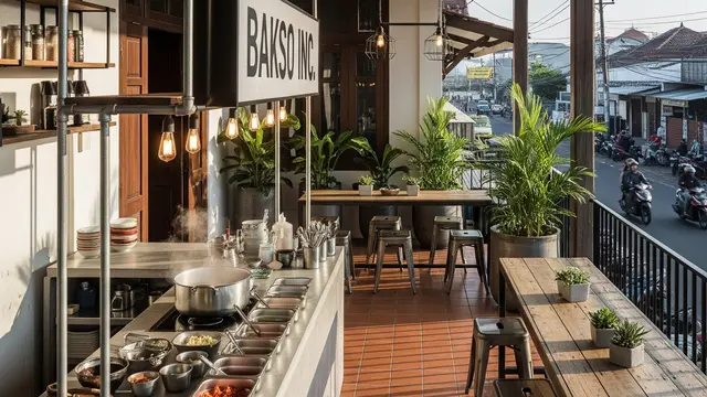 Desain Warung Bakso di Teras Rumah