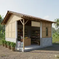 Desain Warung Sembako dari Batako dan Bambu/Gemini AI