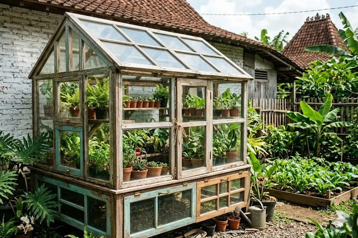 Cara Membuat Greenhouse Mini dari Jendela Bekas