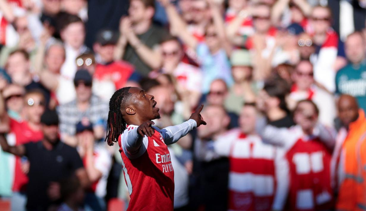 Arsenal unggul di laga ini berkat gol Eberechi Eze yang tercipta di awal babak pertama. (AP Photo/Ian Walton)