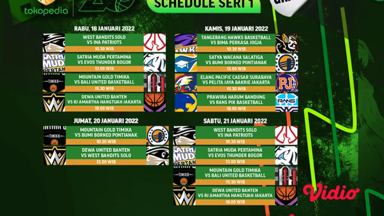 Jadwal dan Live Streaming IBL Tokopedia 2023 di Vidio, 18-21 Januari 2023