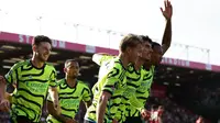 Arsenal meraih kemenangan 4-0 atas AFC Bournemouth pada laga pekan ketujuh Premier League 2023/2024 yang digelar di Vitality Stadium (30/9/2023) malam WIB. (AFP/Adrian Dennis)