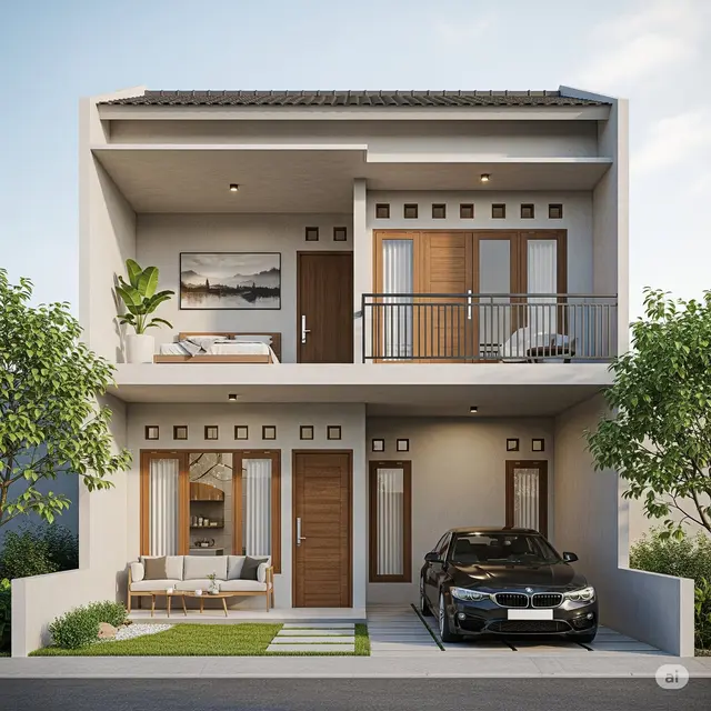 Desain Rumah 2 Lantai Sederhana dan Biaya 100 Juta. Foto: Gemini