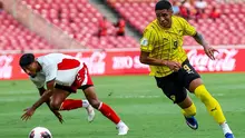 Aksi striker Timnas Malaysia, Bergson saat menghadapi Bangladesh dalam laga pertama Grup A FIFA ASEAN Cup 2026, Jumat (25/9/2026). (Dok. FA Malaysia)
