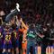 Ini menjadi gelar Liga Spanyol back-to-back bagi Barcelona dan pelatih Hansi Flick. (AFP/Josep Lago)