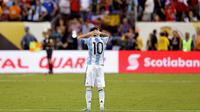 Bersama timnas senior Argentina, Messi gagal pada empat final, yakni final Copa Amerika 2007, 2015 dan 2016, plus final di Piala Dunia 2014. (Reuters/Adam Hunger-USA Today Sports)