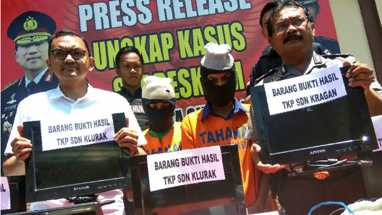 Polisi Tangkap 2 Tersangka Pembobol Sekolah SD di Sidoarjo
