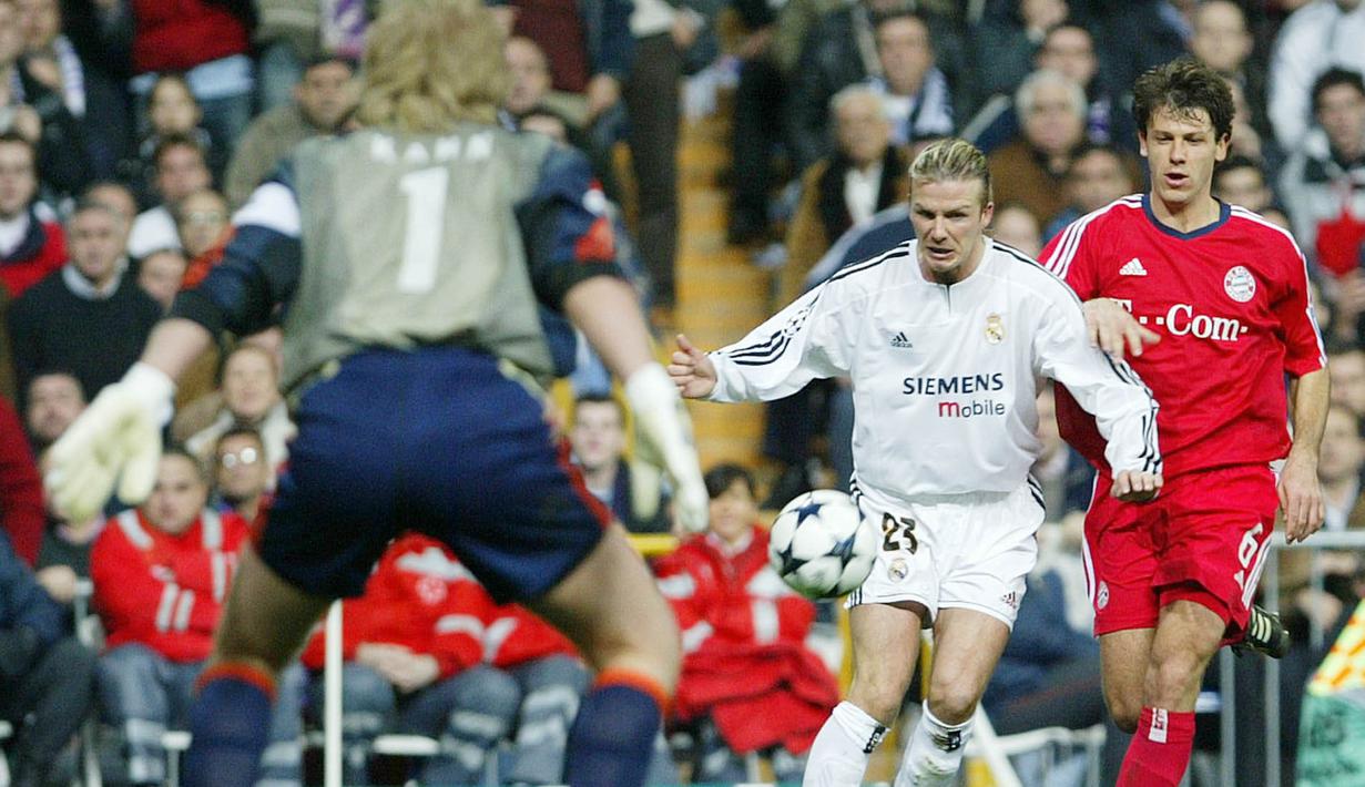 Empat musim (2003-2007) membela Madrid, Beckham tercatat tampil sebanyak 158 pertandingan dengan koleksi 20 gol dan 48 assist. (AFP/Christophe Simon)