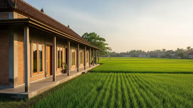 Desain Rumah Minimalis Kampung tapi Kelihatan Seperti Villa Mahal di Tengah Sawah
