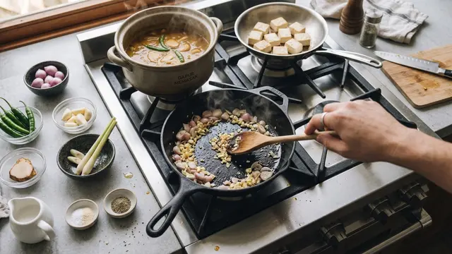 Ilustrasi resep tahu kuah santan cabai hijau