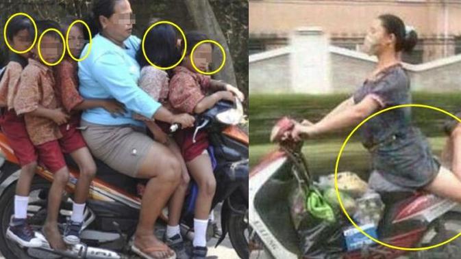 Kumpulan Foto Emak Emak Naik Motor Ini Bikin Ketawa Ngakak