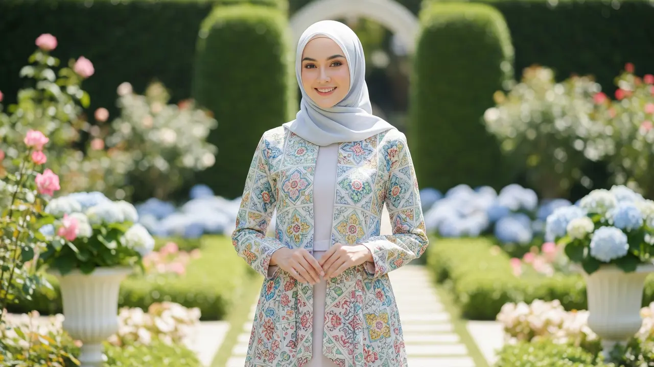 Model Gamis Terbaru Kombinasi Tile