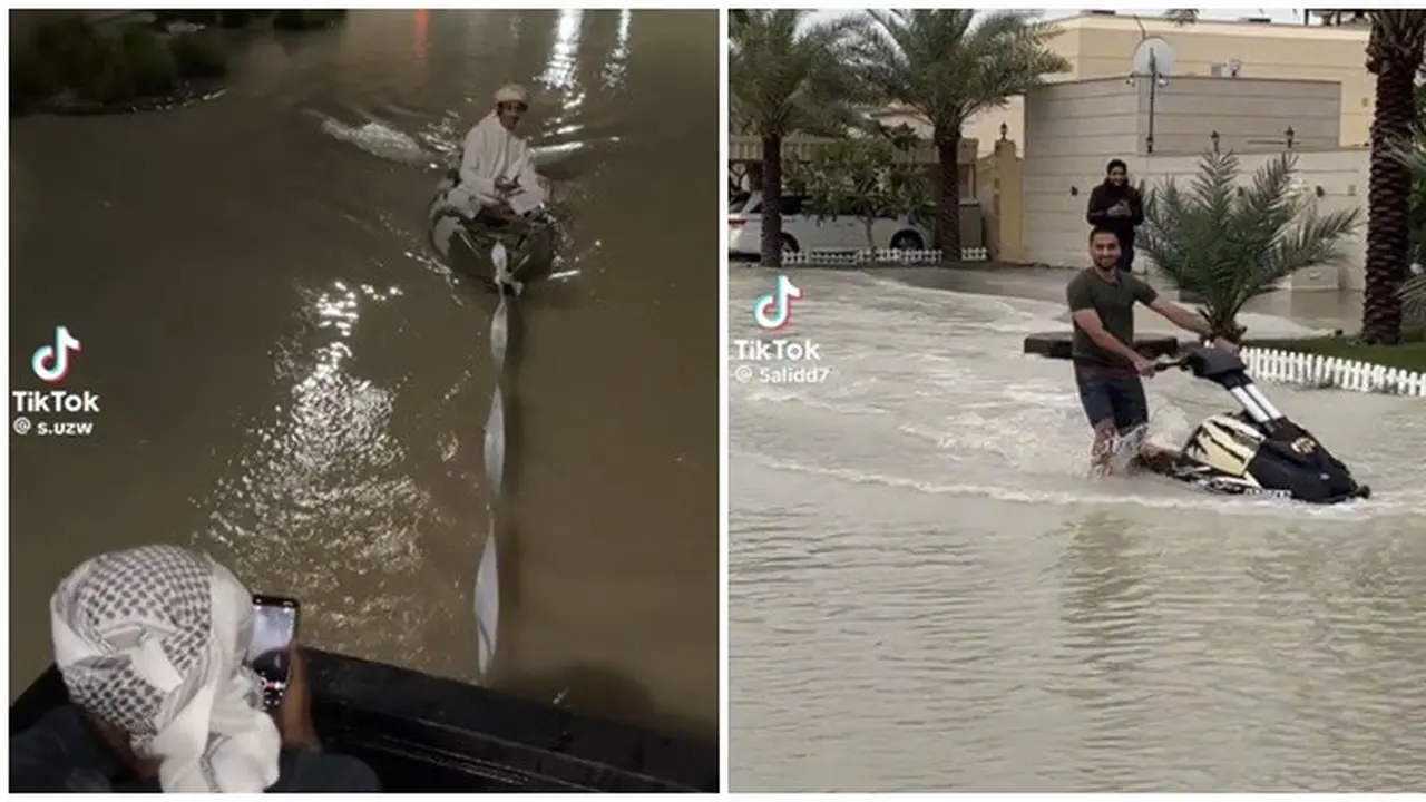 7 Potret Kelakuan Masyarakat Dubai Ketika Banjir, Orang Kaya Memang Beda