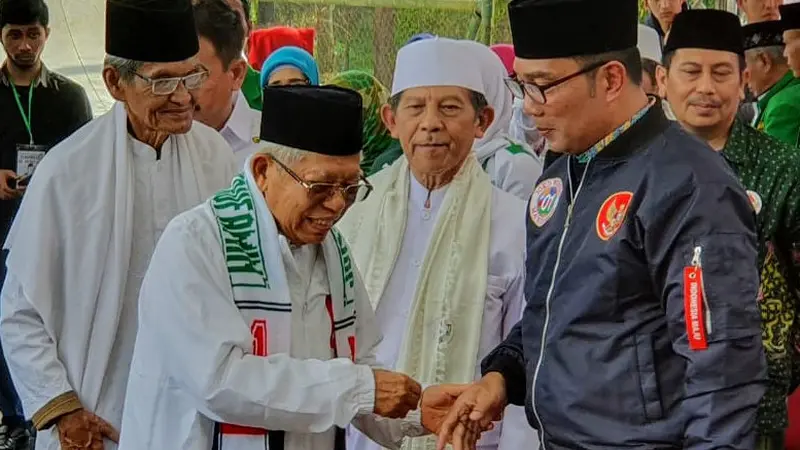 Calon wakil presiden Ma'ruf Amin dan Gubernur Jabar Ridwan Kamil