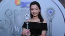 Megan Domani menjadi salah satu nama yang berjaya di ajang penghargaan SCTV Awards 2017. (Adrian Putra/Bintang.com)