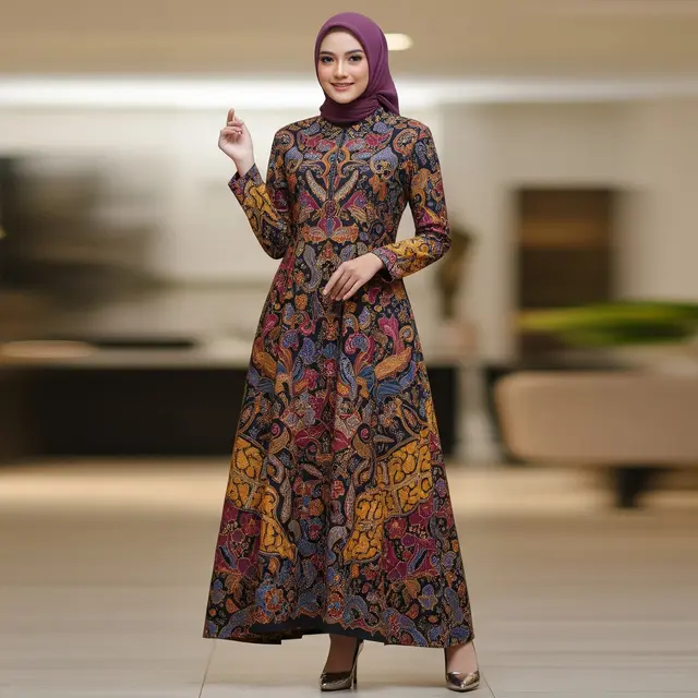 Model Gamis Batik Terbaru untuk Pesta