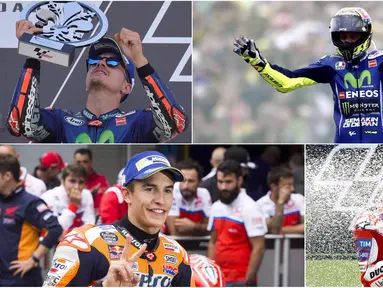 Berikut ini foto-foto dari delapan besar pemimpin klasemen MotoGP dimana Valentino Rossi berhasil naik ke posisi tiga. (AFP)
