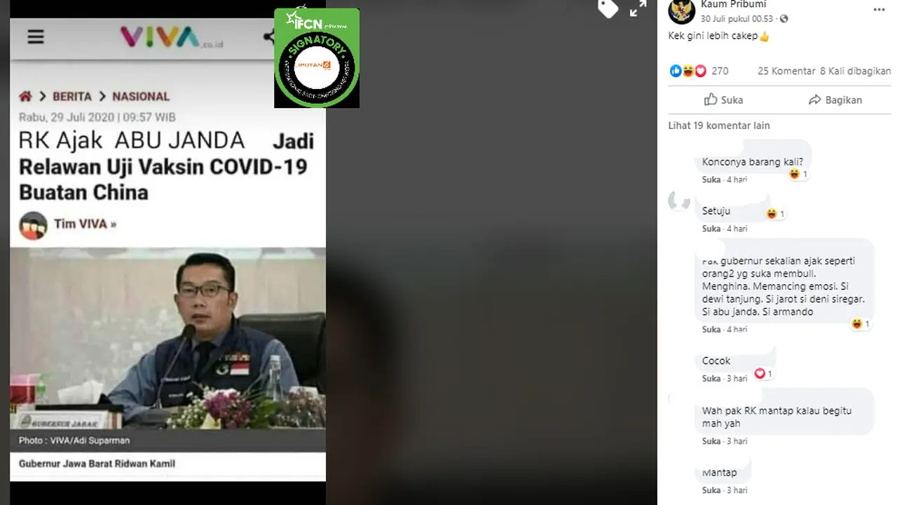 Penelusuran Klaim Ridwan Kamil mengajak Abu Janda jadi relawan uji vaksin Covid-19