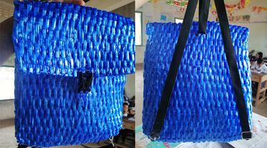 Tak Mampu Beli, Ayah Kreatif Bikin Tas Sekolah dari Rafia untuk Putranya