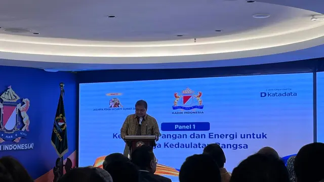 Menko Bidang Perekonomian Airlangga Hartarto saat acara  Road to Jakarta Food Security Summit di Menara Kadin Indonesia, Selasa (13/1/2026). (Foto: Liputan6.com/Gagas YP)