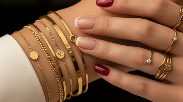Padu Padan Gelang Emas dengan Nail Art & Cincin