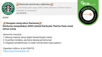 Hoaks Pesan Berantai Berisi Starbucks Indonesia Bagi-Bagi Termos Kopi. (WhatsApp)