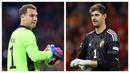 Gelar Golden Glove atau Sarung Tangan Emas pertama kali dianugerahkan pada ajang Piala Dunia yaitu pada edisi 1994 di Amerika Serikat dan terus berlanjut hingga edisi terakhir pada 2018 di Rusia. Gelar ini diberikan kepada kiper yang dinilai tampil terbaik sepanjang turnamen. Dalam dua edisi pertama 1994 dan 1998 muncul nama Michel Preud'homme (Belgia) dan Fabien Barthez (Prancis) sebagai kiper terpilih. Hingga 5 edisi terakhir, tercatat selalu muncul nama-nama baru sebagai penerima penghargaan. Berikut 5 kiper peraih Golden Glove dalam 5 edisi terakhir Piala Dunia. (Kolase AFP)
